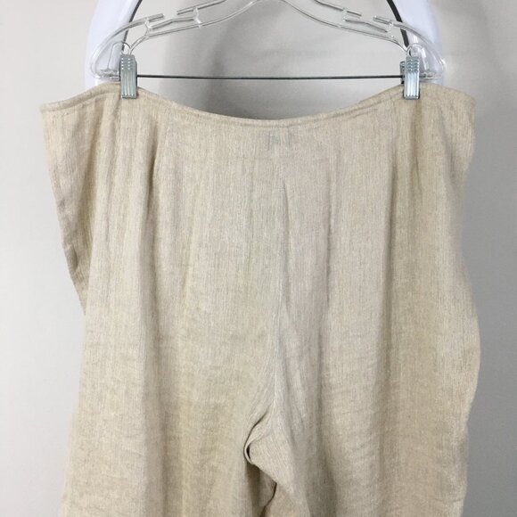 EILEEN FISHER Beige Italian Linen Cotton Blend Textured Pant - Picture 7 of 16
